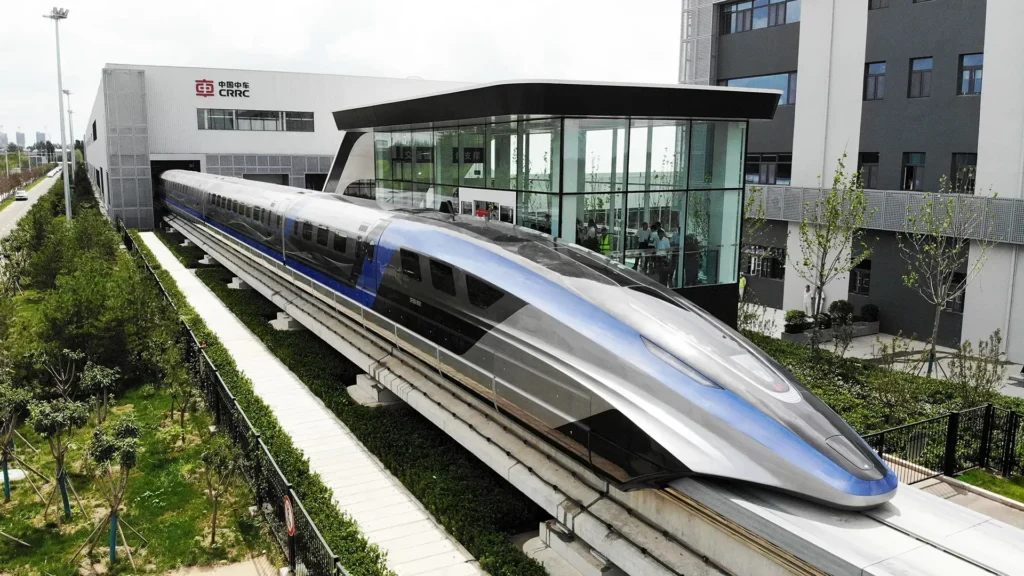 aerial photo taken july 2021 shows Chinas new maglev transportation system