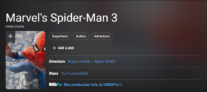 Marvel’s Spider-Man 3 page on IMDb