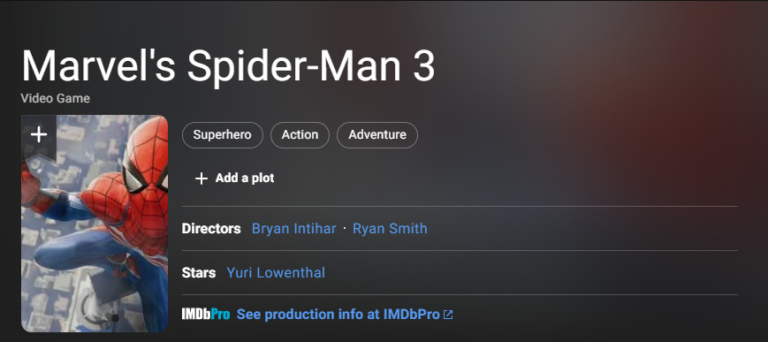 Marvel’s Spider-Man 3 page on IMDb